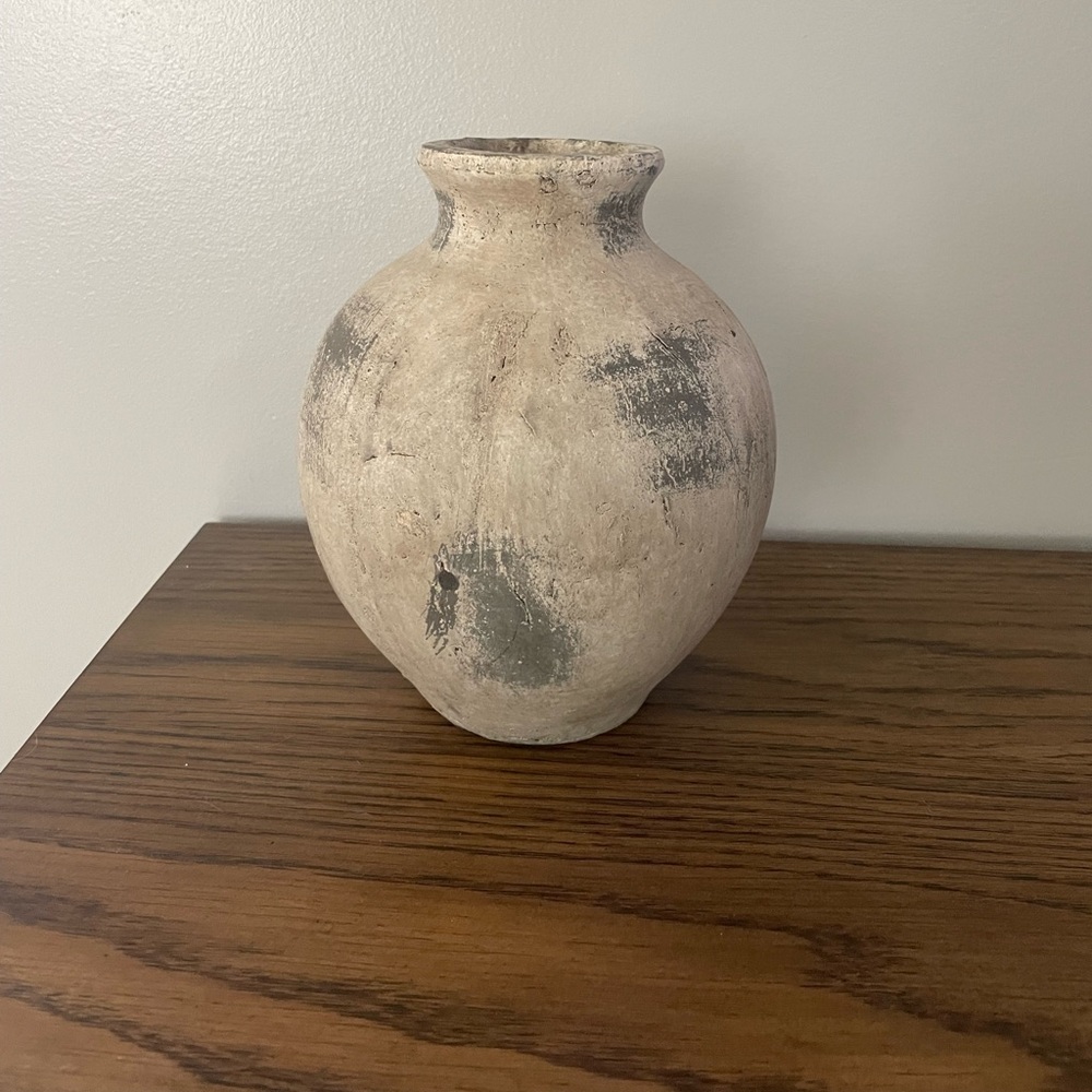 Rustic Beige and Gray Ceramic Vase